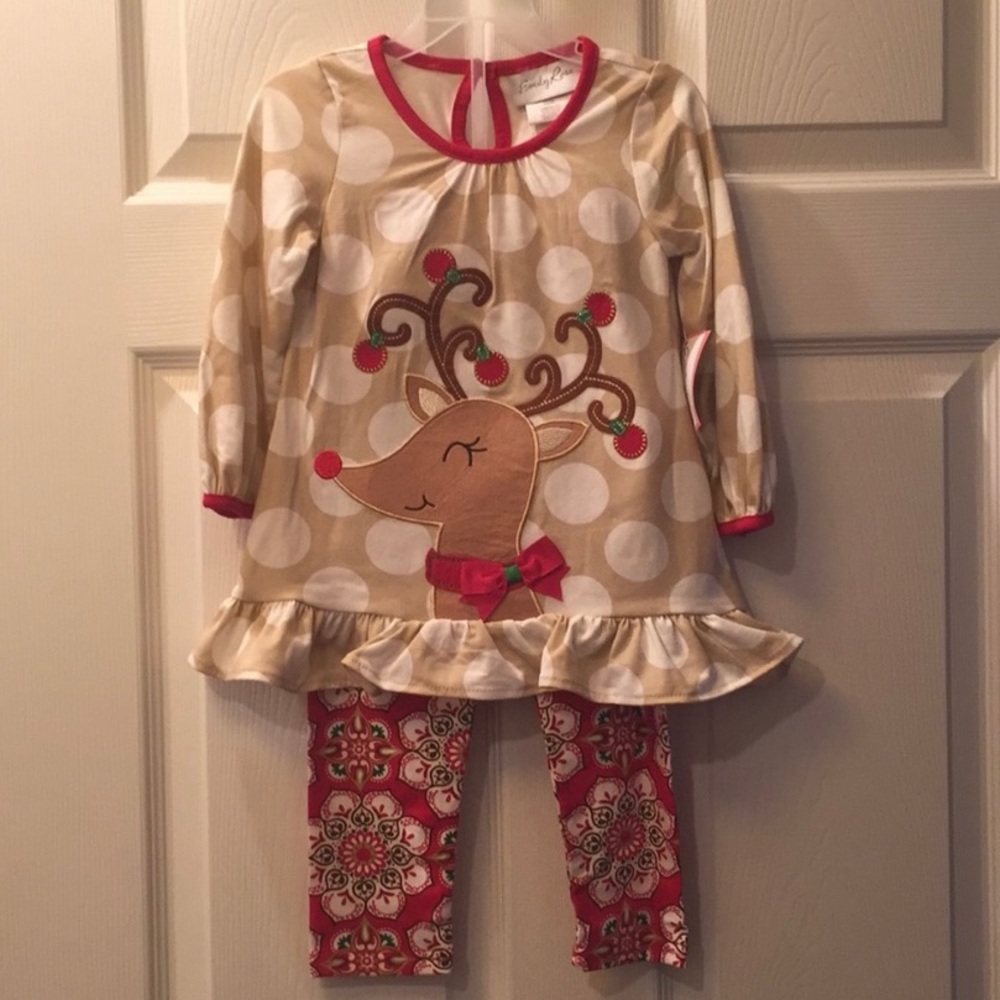 Emily Rose Embellished/Embroidered Reindeer Outfit